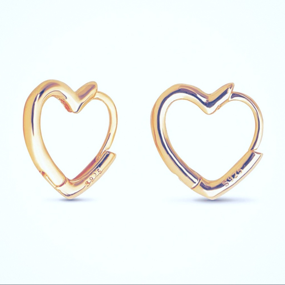 LOVE 14K gold heart huggies